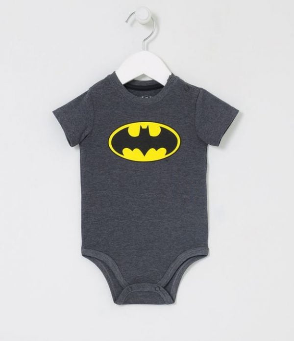 Body Infantil com Estampa Escudo do Batman - Tam 0 a 18 meses