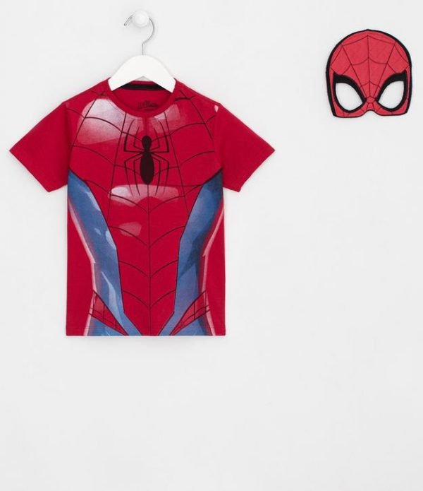 Camiseta Infantil Estampa Interativa Corpo do Homem Aranha e Máscara - Tam 3 a 10 anos