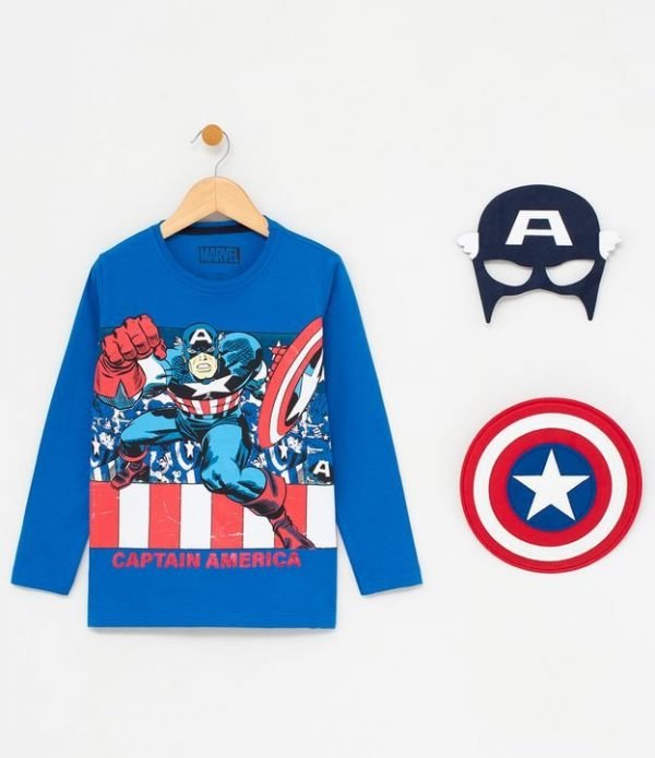 Camiseta Infantil com Estampa Capitão América - Tam 4 a 12