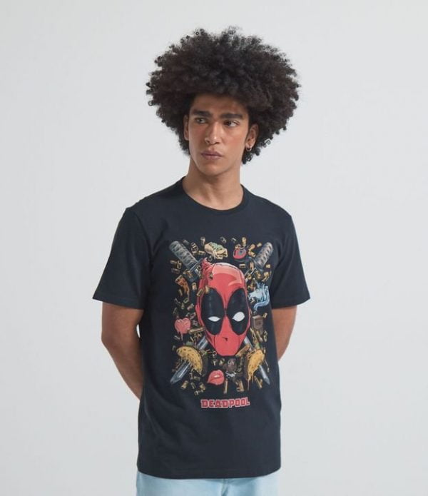 Camiseta Manga Curta com Estampa Deadpool