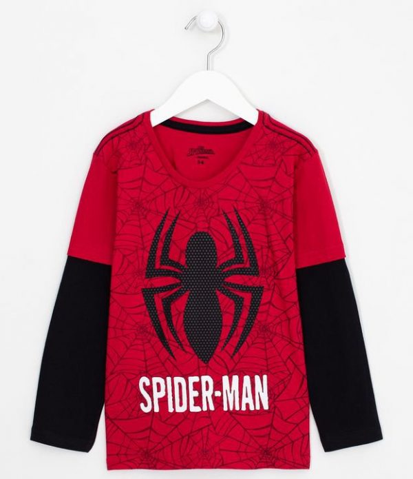 Camiseta Manga Longa Infantil Estampa Homem Aranha - Tam 2 a 10 anos