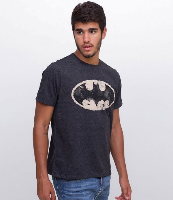 Camiseta Masculina Manga Curta Estampa Batman