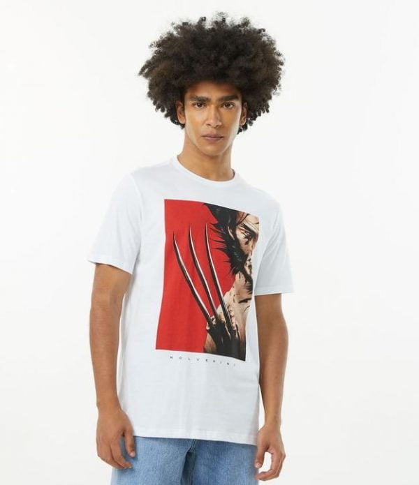 Camiseta em Meia Malha Manga Curta com Estampa Wolverine