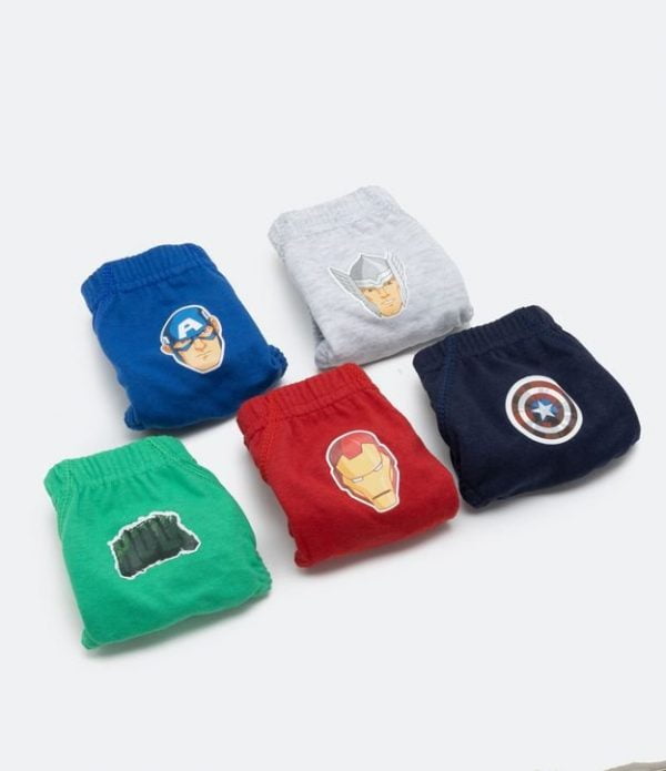 Kit 5 Cuecas Slip Infantil Estampa Avengers - Tam 4 a 12 Anos