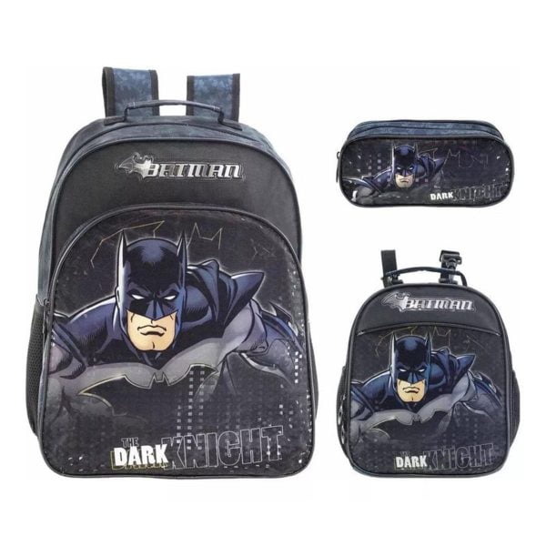 Kit Mochila Batman + Lancheira + Estojo Duplo Xeryus