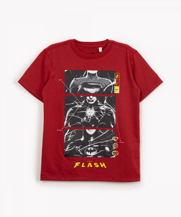 camiseta infantil the flash manga curta vermelho