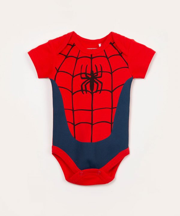 body infantil manga curta homem aranha vermelho