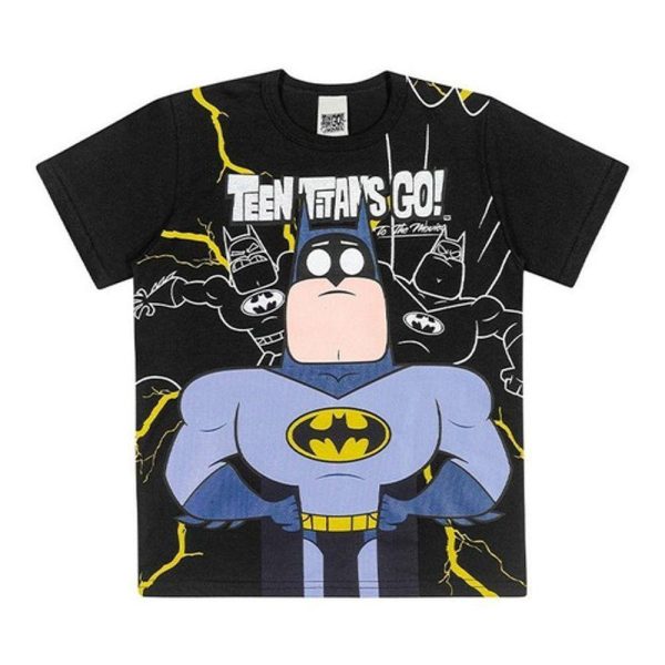 Camiseta Infantil Menino Personagem Batman Malha Tam 4 Ao 10 - Preto - 4