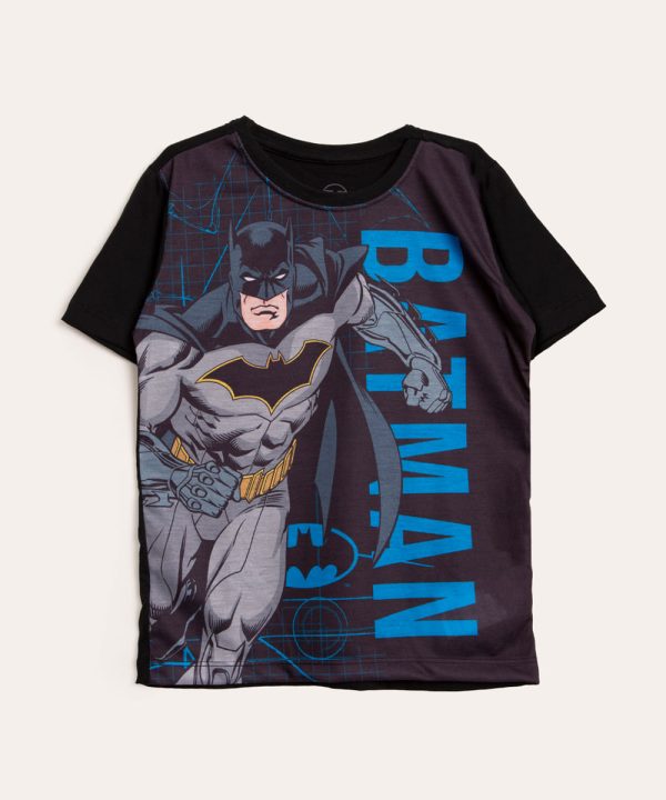 camiseta infantil manga curta batman preto