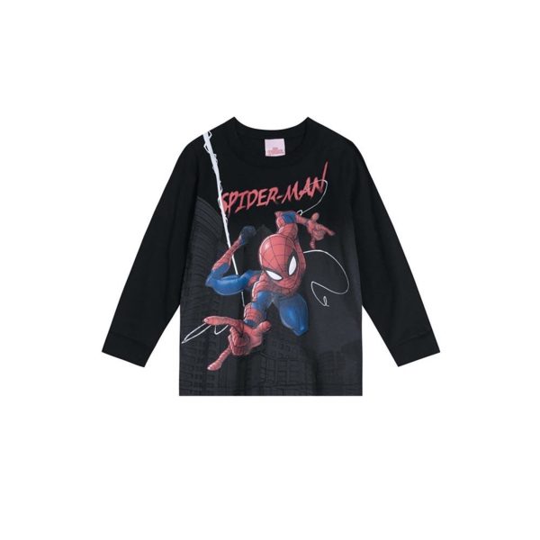 Infantil - Camiseta Homem Aranha Em Malha Preto Incolor