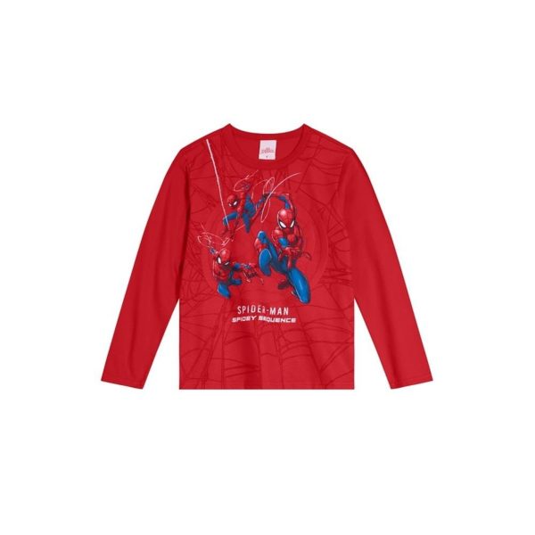 Infantil - Camiseta Homem Aranha Em Malha Vermelho Incolor