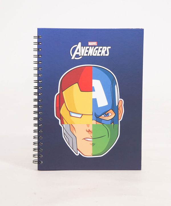 caderno capa dura com espiral the avengers azul