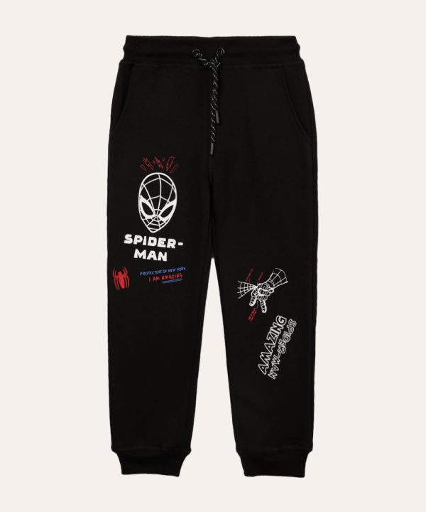 calça jogger de moletom infantil homem aranha preto