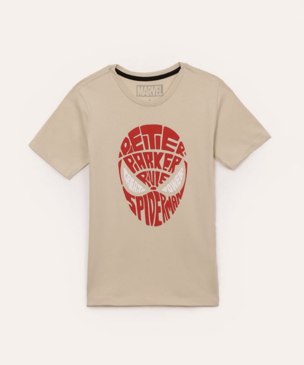 camiseta de algodão infantil homem aranha bege