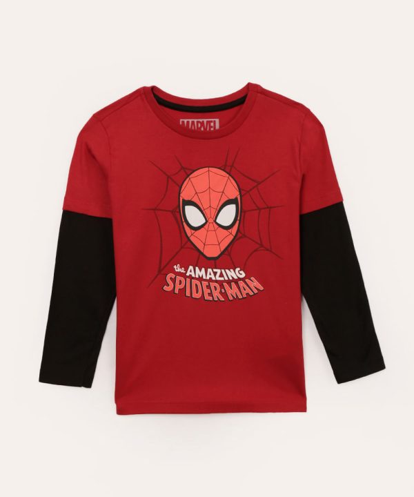 camiseta de algodão infantil homem aranha vermelha