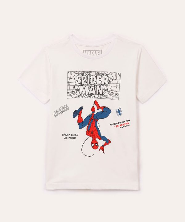 camiseta de algodão manga curta homem aranha off white