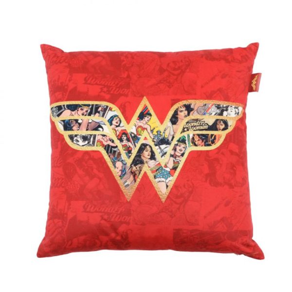 Capa De Almofada Wonder Woman Poliéster Vermelha 45x45 Cm