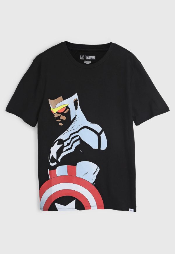 Infantil - Camiseta GAP Capitão América Preta