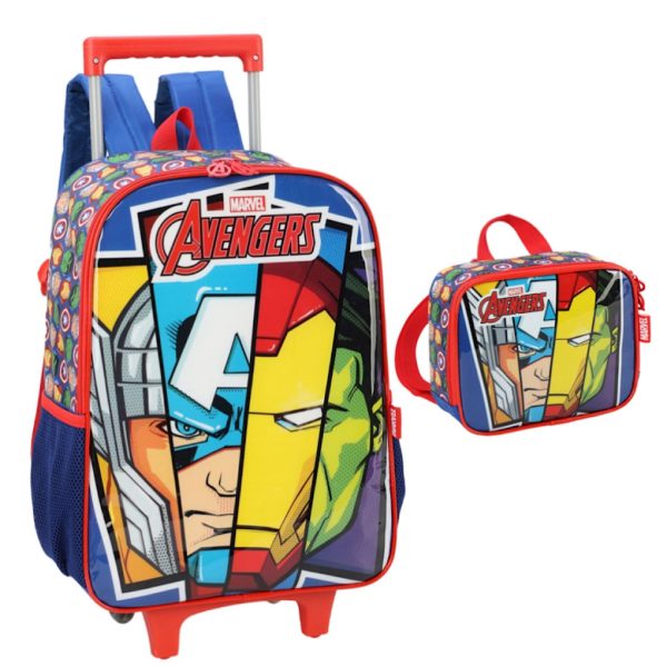 Infantil - Kit Mochila de Rodinha+Lanch Luxcel Avengers 39502 Azul