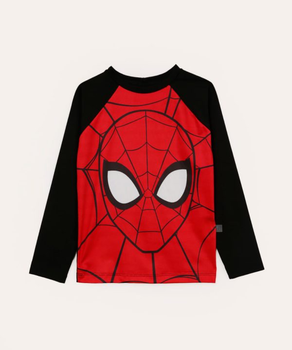 blusa manga longa infantil proteção uv homem aranha vermelha