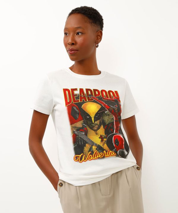 camiseta de algodão deadpool manga curta off white