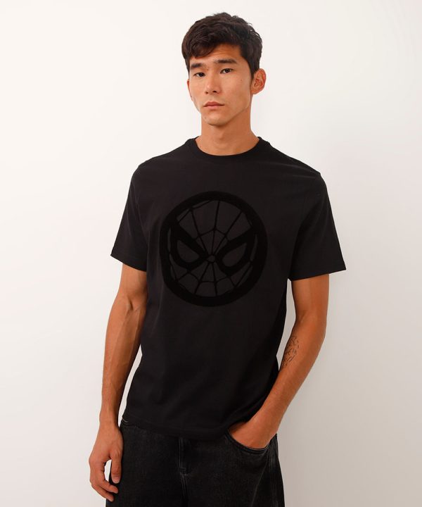 camiseta comfort de algodão manga curta homem aranha preto