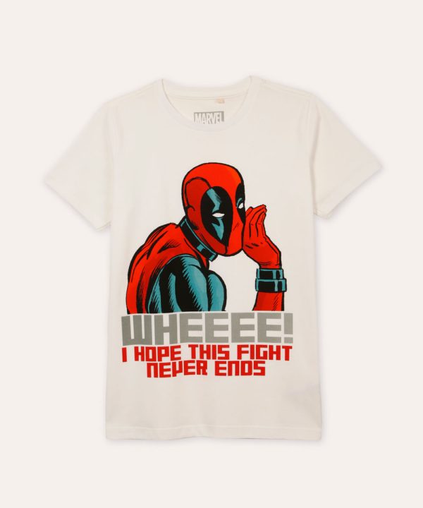 camiseta de algodão infantil deadpool branco