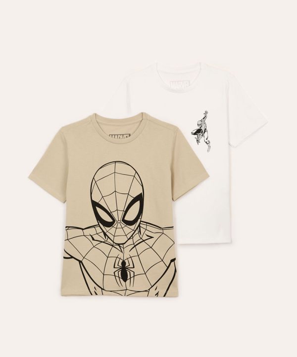 kit de 2 camisetas infantis homem aranha colorida