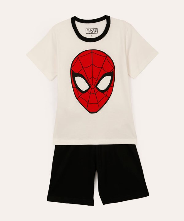 pijama infantil curto de algodão homem aranha off white