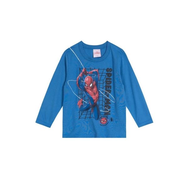 Infantil - Camiseta Homem Aranha Em Malha Azul Claro Incolor