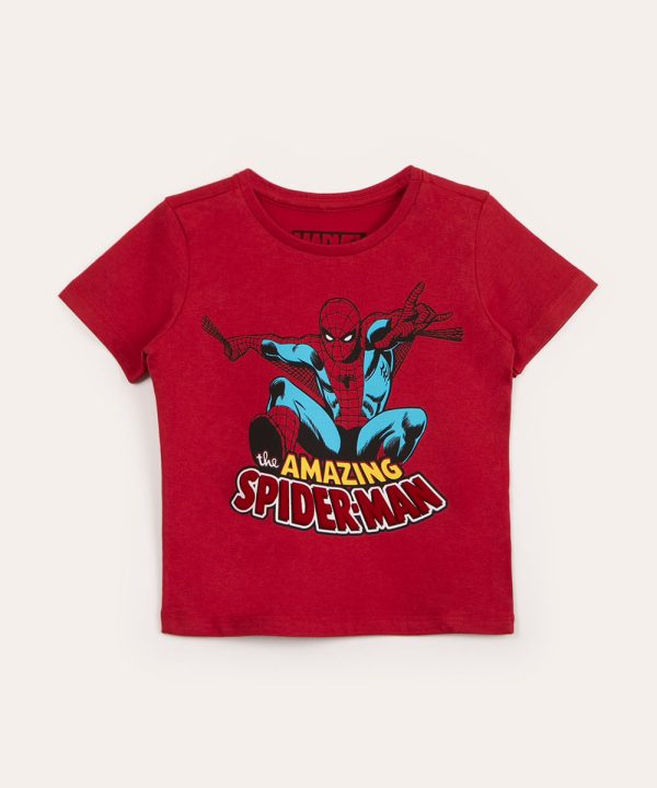 camiseta infantil manga curta homem-aranha vermelha