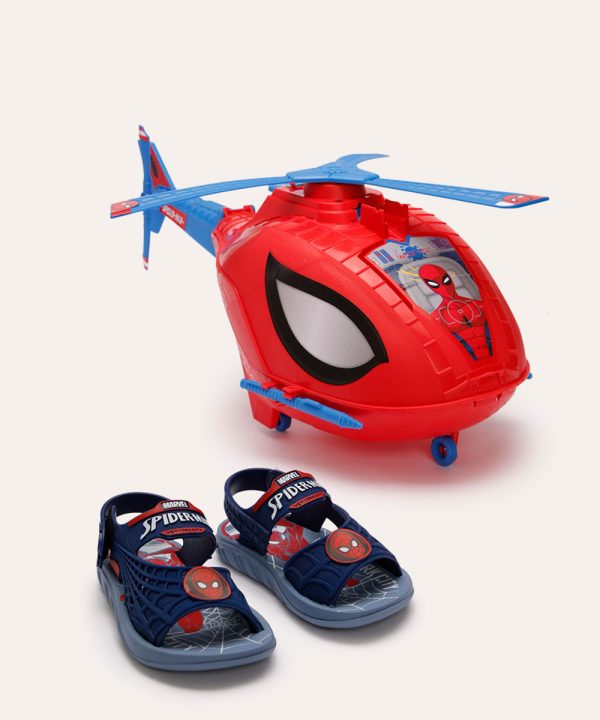 sandália infantil homem aranha com helicóptero azul