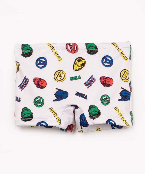 sunga boxer infantil avengers com proteção uv branco