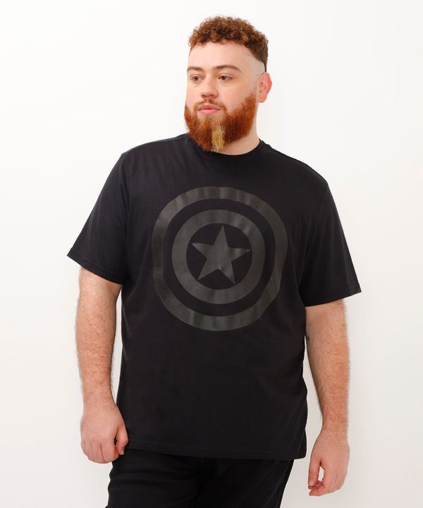 camiseta de algodão plus size capitão américa preto