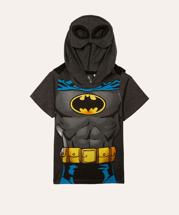 camiseta infantil batman com capuz e capa preta