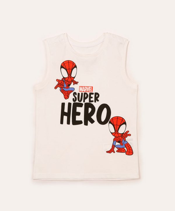 regata infantil de algodão homem aranha off white