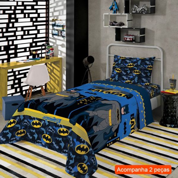 Jogo De Cama Solteiro Com 2 Peças Batman Ii Azul