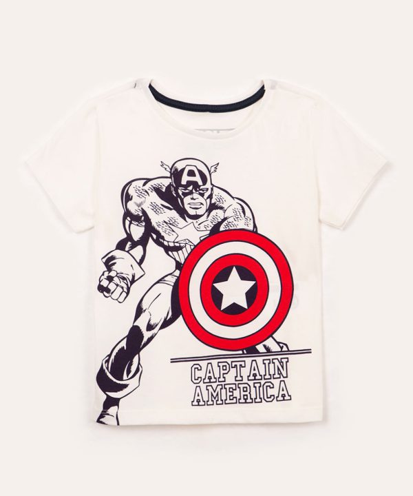 camiseta de algodão capitão américa manga curta branca