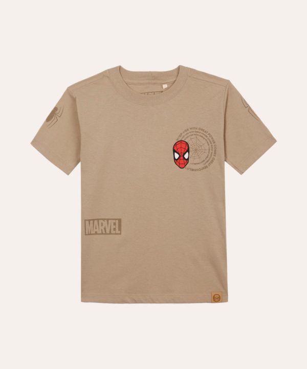 camiseta de algodão infantil homem aranha bege