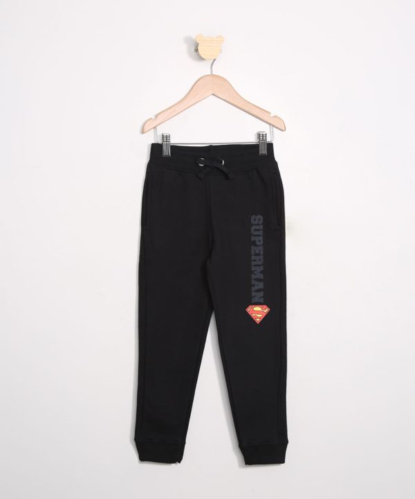 Calça Infantil de Moletom Super Homem Preta